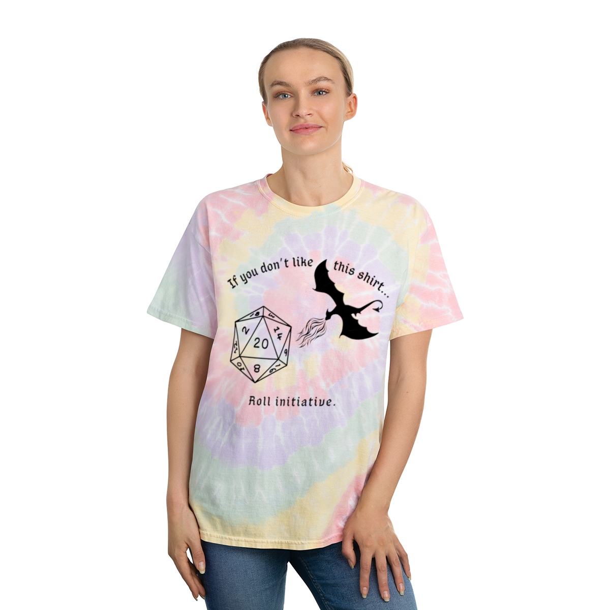 Tie-Dye Dungeons and Dragons Tee, roll initiative, dice, dnd, - Image 4